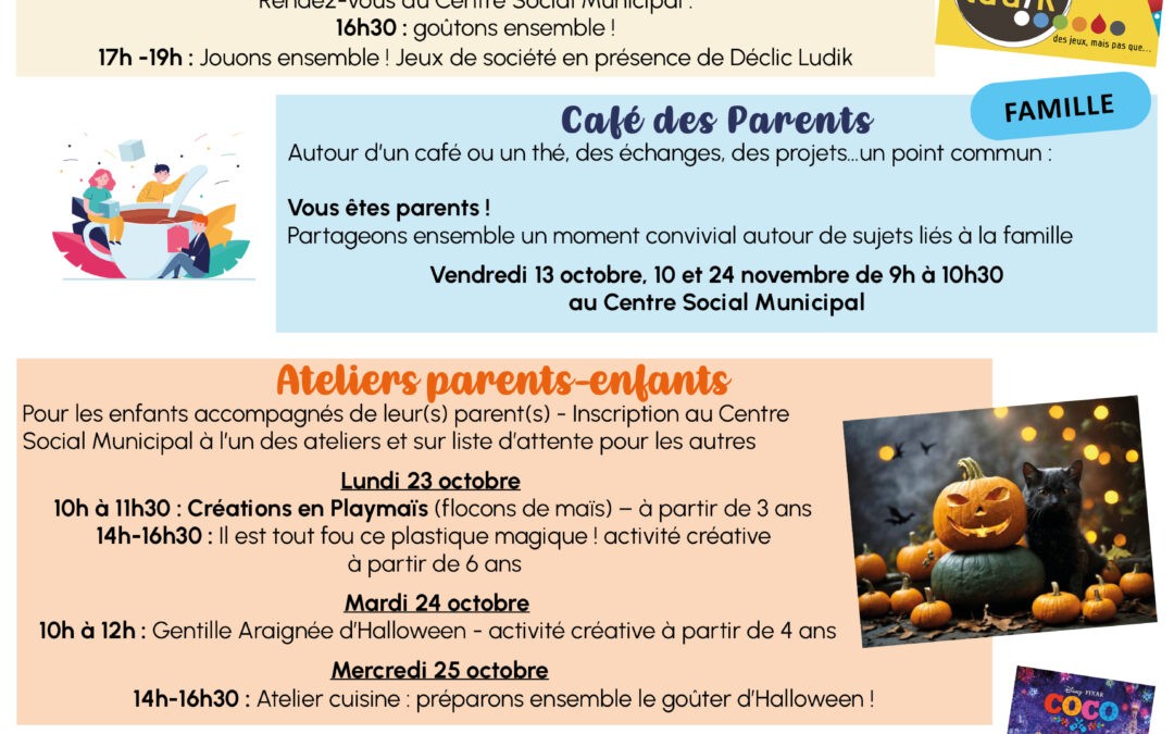 AGENDA DES FAMILLES : OCTOBRE/NOVEMBRE